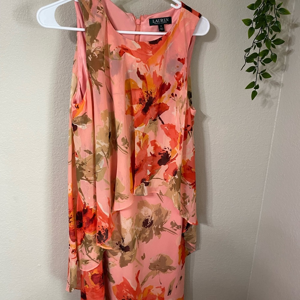 Corals and reds, beautiful layered flowy dress